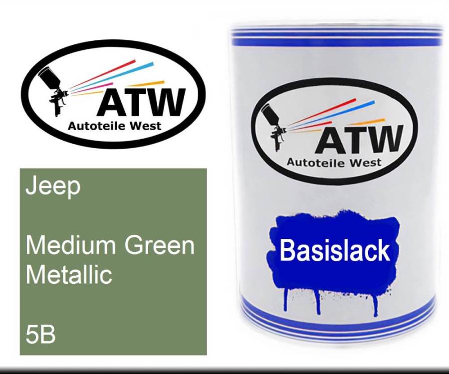Jeep, Medium Green Metallic, 5B: 500ml Lackdose, von ATW Autoteile West.